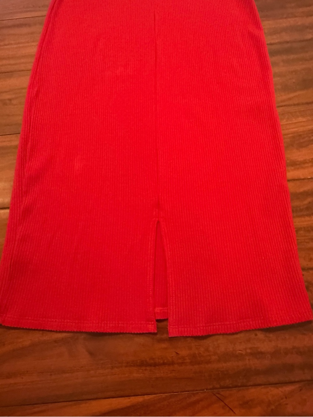 Reformation Red Ribbed Midi Slip Dress with Thin Straps - Picture 4 of 6